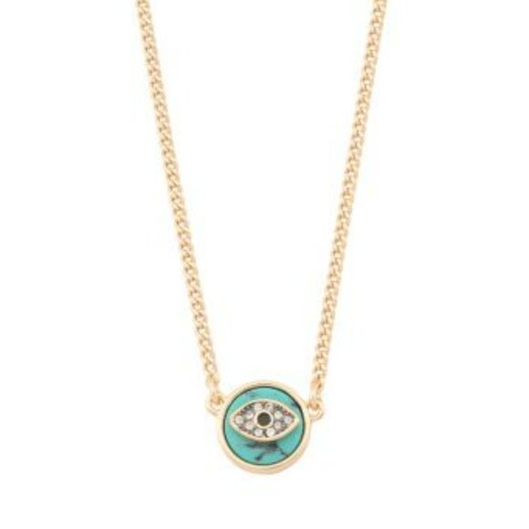 Rebecca Minkoff Turquoise & Gold Evil Eye Ward Nazar Necklace - Picture 2 of 5